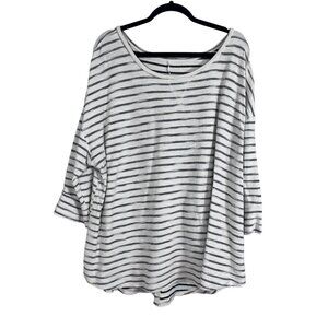 St Johns Bay Sweater Women 3X Gray Striped Tunic Summer Swim Neutral Retro 80s